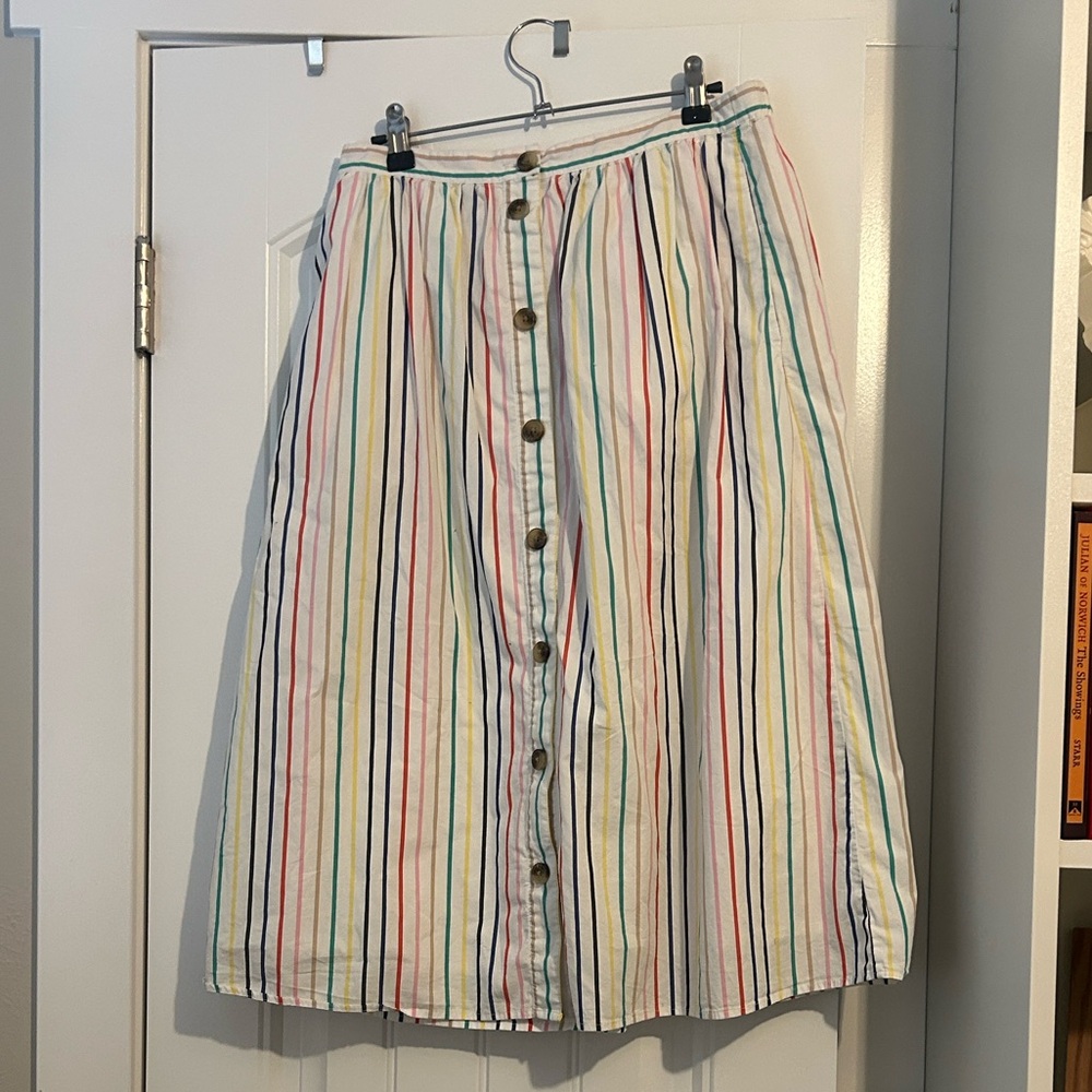 J. Crew Multicolor Striped Midi Skirt